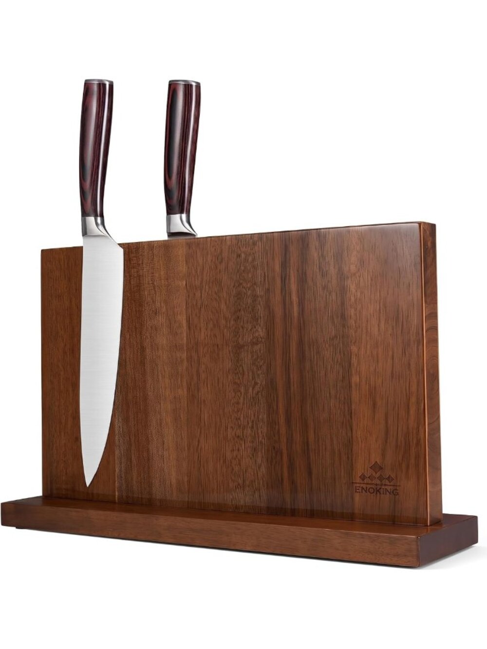 Large Acacia Wood Magnetic Knife Block - 15x9 Inch Kitchen Organizer & Holder